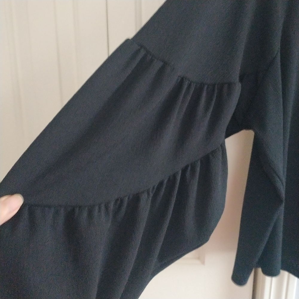 Zara Black Mock turtleneck Oversized Crop Top S - Picture 4 of 13